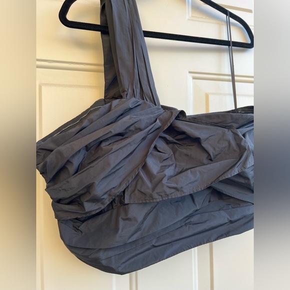 Anthropologie 12W Black One-Shoulder Party Top Draped Evening Cropped - Picture 2 of 6